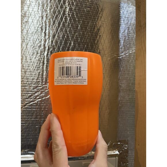 Halloween 6" Orange Jack-o-Lantern Pumpkin Plastic Tumbler Cup - Picture 2 of 3
